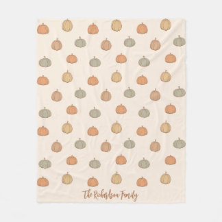 Neutral Pumpkin Boho Beige Halloween Fall Name Fleece Blanket
