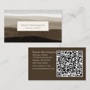 Neutral QR Code Business Card Abstract Brown