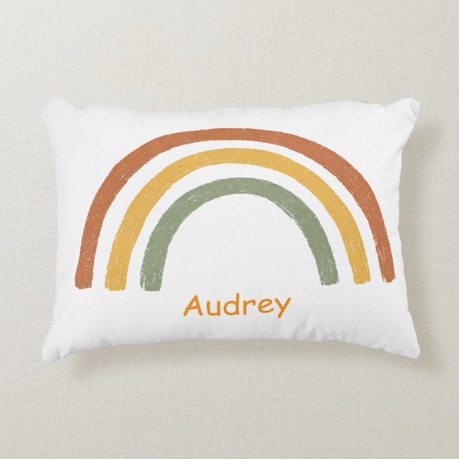 Neutral Rainbow Add a Custom Name Great Gift Decorative Cushion (Front)