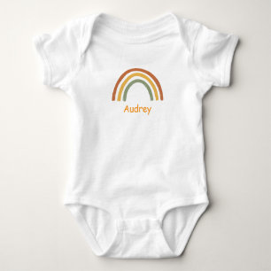 Neutral Rainbow Custom Name Baby Bodysuit