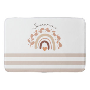 Neutral Rainbow Custom Name Baby Shower Bath Mat