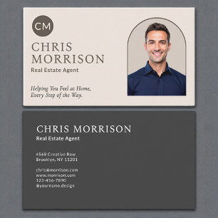 Neutral Real Estate Agent Photo Professional Business Card