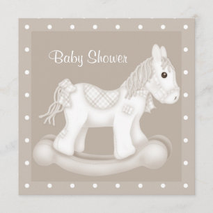 NEUTRAL ROCKING HORSE BABY SHOWER INVITATION