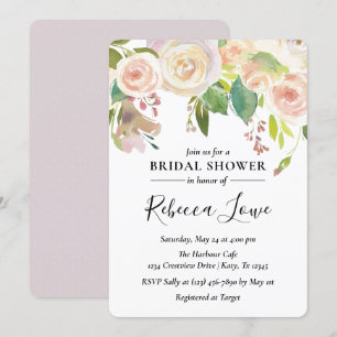 Neutral Rose Bloom Bridal Shower Invitation