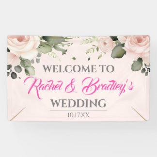 Neutral Rose Greenery Wedding Frame Customise  Banner