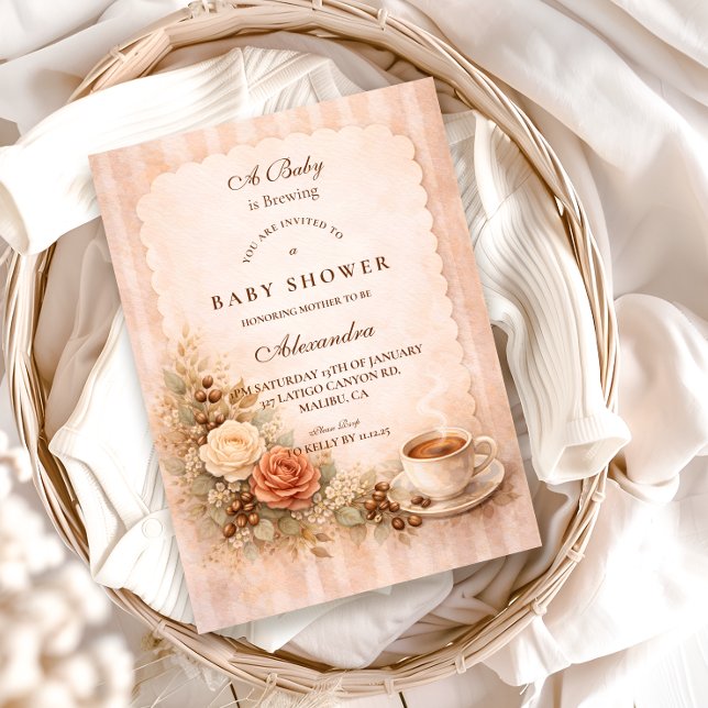 Neutral Rustic A Baby Is Brewing Invitation (Creator Uploaded)