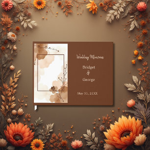 Neutral rustic abstract earthy Botanical Wedding Guest Book