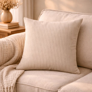 Neutral Rustic Farmhouse Striped Beige & Taupe Cushion
