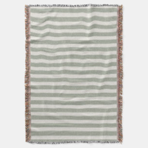 Neutral Rustic Sage Green Stripe Farmhouse Cottage Throw Blanket