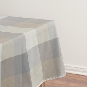 Neutral Rustic Tan Grey Ivory Plaid Tablecloth
