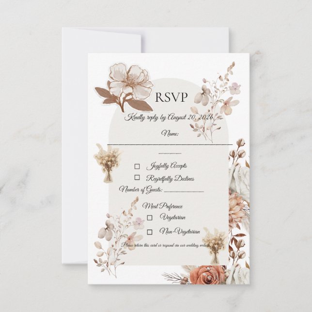 Neutral Rustic Wedding Response Card (Front)
