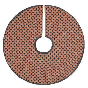 Neutral Rustic Wicker Orange on Custom Brown Brushed Polyester Tree Skirt