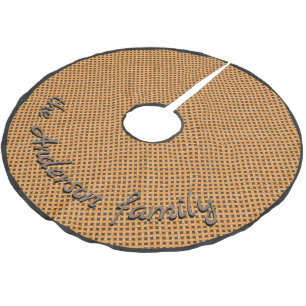 Neutral Rustic Wicker Yellow with Custom Text Brushed Polyester Tree Skirt