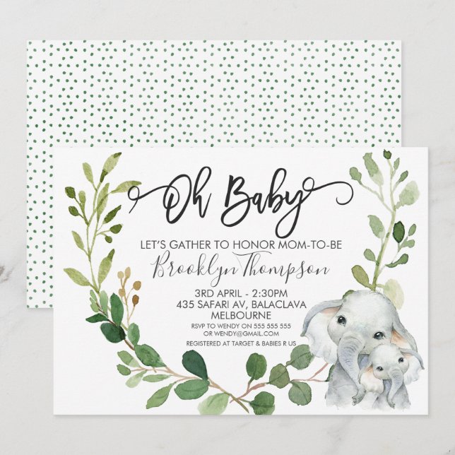 Neutral Safari Animals Baby Shower Invitation (Front/Back)