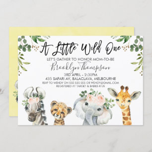 Neutral Safari Animals Baby Shower Invitation