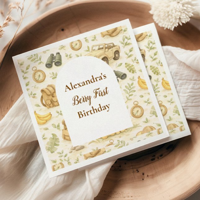 Neutral Safari Animals Wild One First Birthday Napkin (Creator Uploaded)