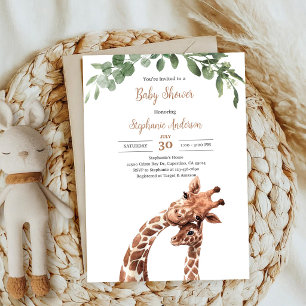 Neutral Safari Giraffe Baby Shower Invitation