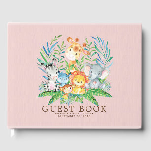 Neutral Safari Jungle Girls Baby Shower Guest Book