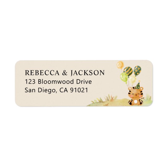 Neutral Safari Jungle Party Return Address Sticker (Front)