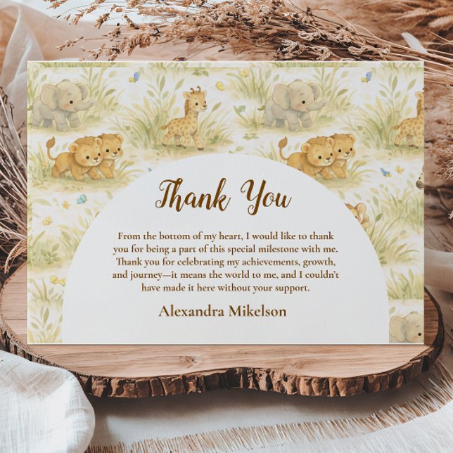 Neutral Safari Wild One Floral First Birthday Thank You Card (Creator Uploaded)