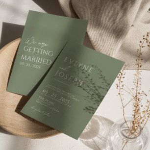 Neutral Sage Green Minimalist Boho Wedding Invitation