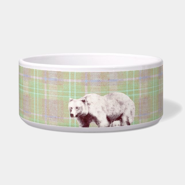 Neutral Sage Plaid Bear (Right)