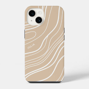 Neutral Sand Wave Minimalist Modern Personalised iPhone 14 Case