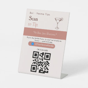 Neutral Scan to Tip QR Code Sign Venmo Tips