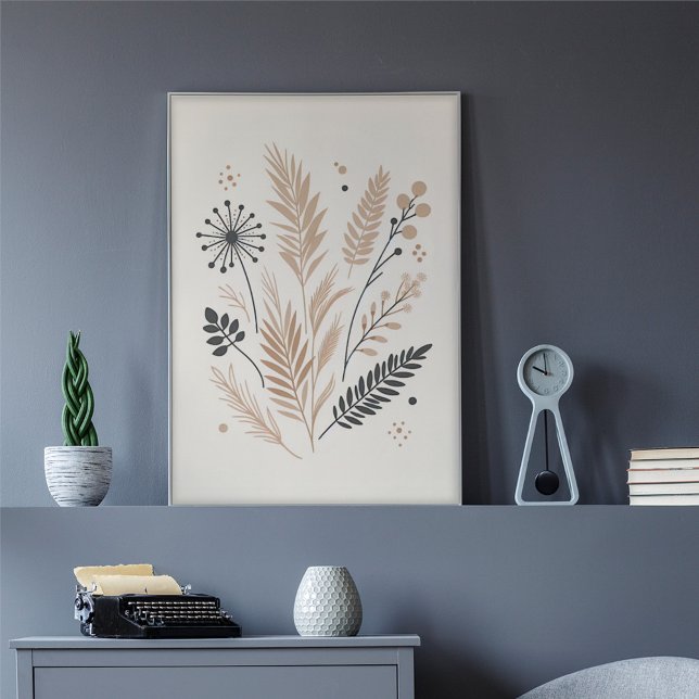 Neutral Scandinavian Floral Bouquet Art Pattern Poster (Creator Uploaded)