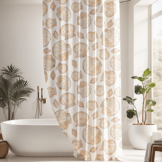 Neutral Sea Shell Pattern Shower Curtain (Creator Uploaded)