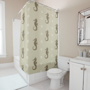 Neutral Seahorse Shower Curtain