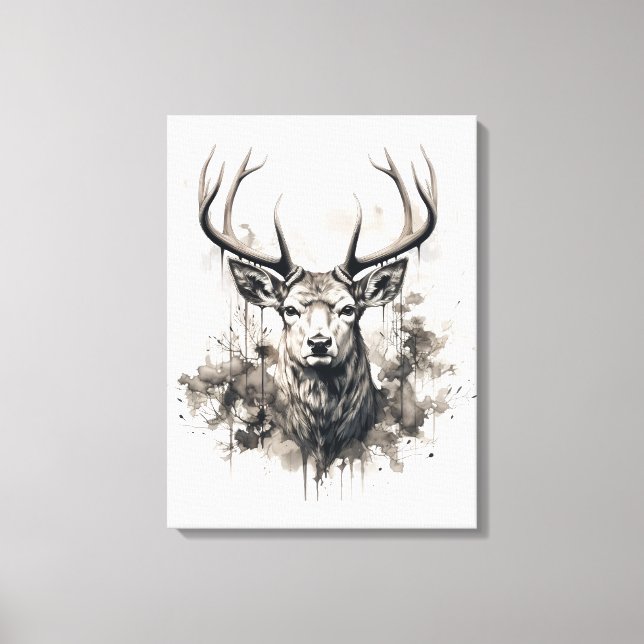 Neutral sepia colours wild animals deer wall art (Front)