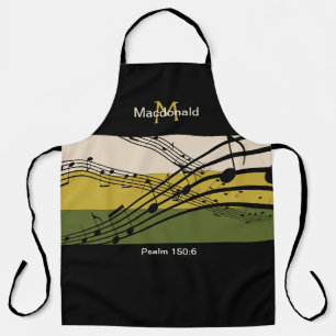 Neutral Shades Music Notes   Personalised Monogram Apron