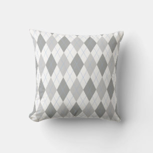 Neutral Shades of Grey & White Argyle Pillow
