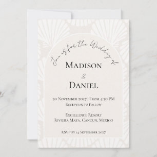 Neutral Shell Destination Wedding Invitation