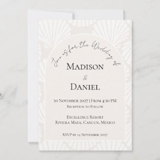 Neutral Shell Destination Wedding Invitation