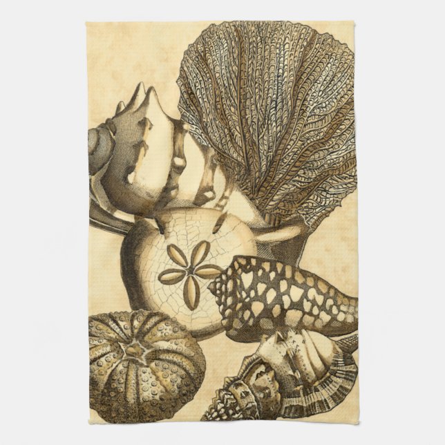 Neutral Shells and Coral Collection Tea Towel (Vertical)