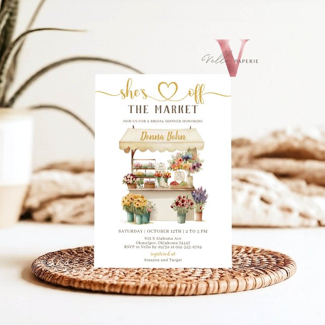 Neutral She's Off the Market Bridal Shower Invite (Creator Uploaded)