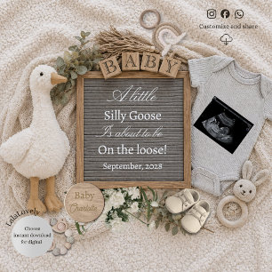 Neutral Silly Goose  Pregnancy Announcement card
