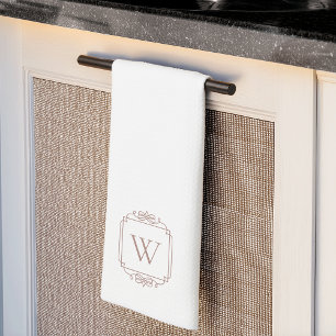 Neutral   Simple Classic Frame Monogram Tea Towel