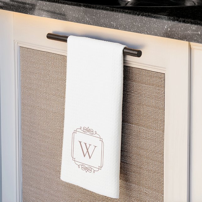 Neutral | Simple Classic Frame Monogram Tea Towel (Creator Uploaded)