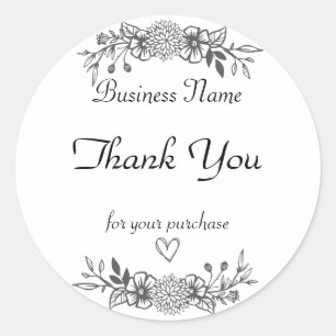 Neutral Simple Floral Thank You Classic Round Sticker
