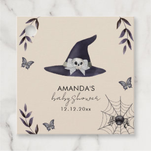 Neutral Simple Little Boo Witch Hat Baby Shower Favour Tags