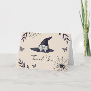 Neutral Simple Little Boo Witch Hat Baby Shower Thank You Card