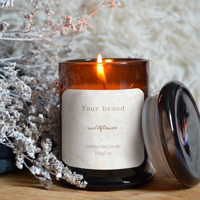 Neutral Simple Marble Beige Candle Product Label (Creator Uploaded)