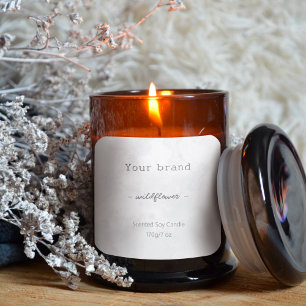 Neutral Simple Marble Grey Candle Product Label
