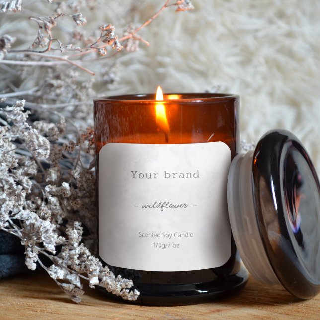 Neutral Simple Marble Grey Candle Product Label (Creator Uploaded)