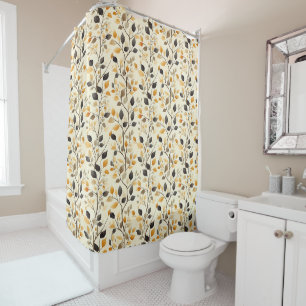 Neutral Small Leaves on Branches Shower Curtain
