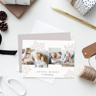 Neutral Snowdrop 4 Photo Collage Holiday Card