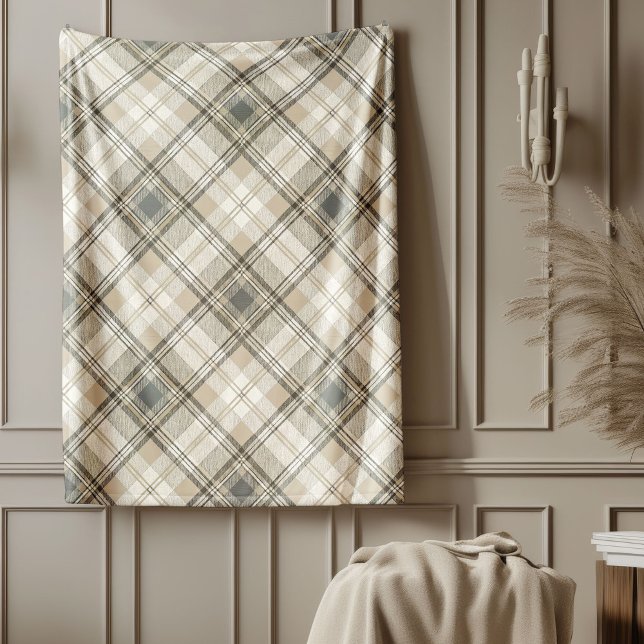 Neutral Soft Earth-Tone Modern Geometric Design Fleece Blanket (Neutral Soft Earth-Tone Modern Geometric Design Fleece Blanket)